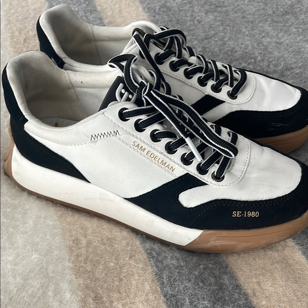 Sam Edelman Black and White Women's Sneakers with Tan Sole
